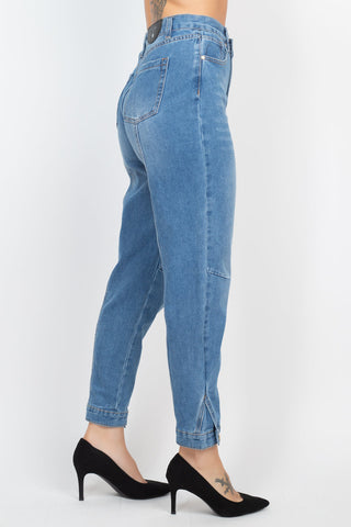 Cuffed-button Mom Jeans Look Up Deals