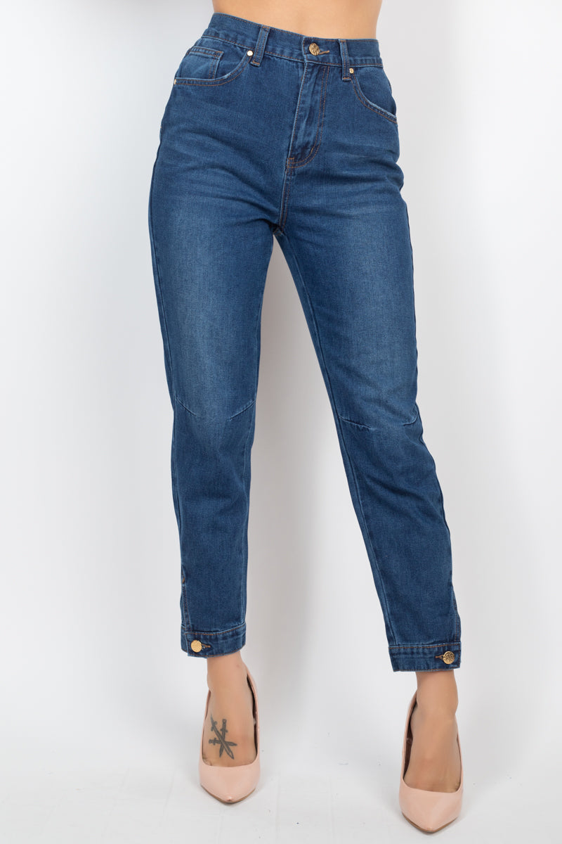 Cuffed-button Mom Jeans Look Up Deals