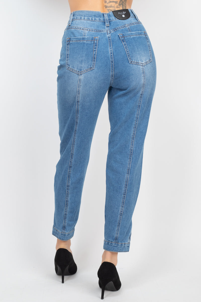 Cuffed-button Mom Jeans Look Up Deals