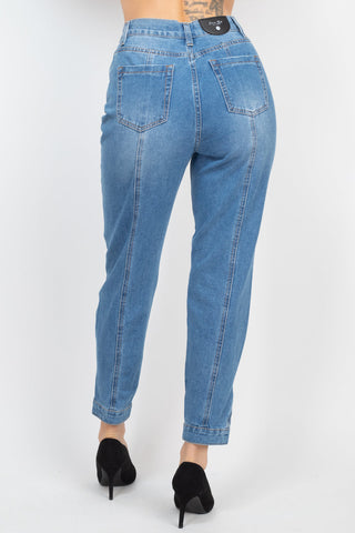 Cuffed-button Mom Jeans Look Up Deals