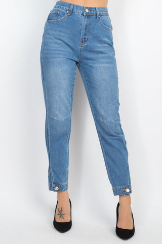 Cuffed-button Mom Jeans Look Up Deals