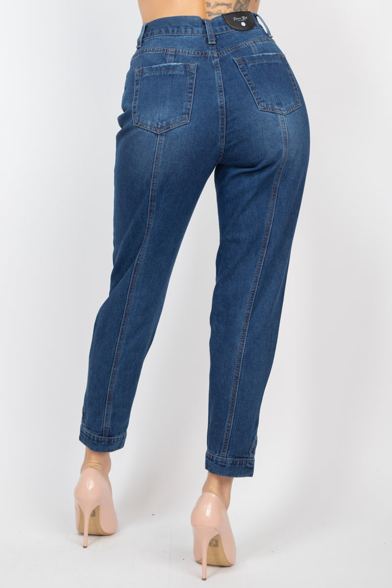 Cuffed-button Mom Jeans Look Up Deals