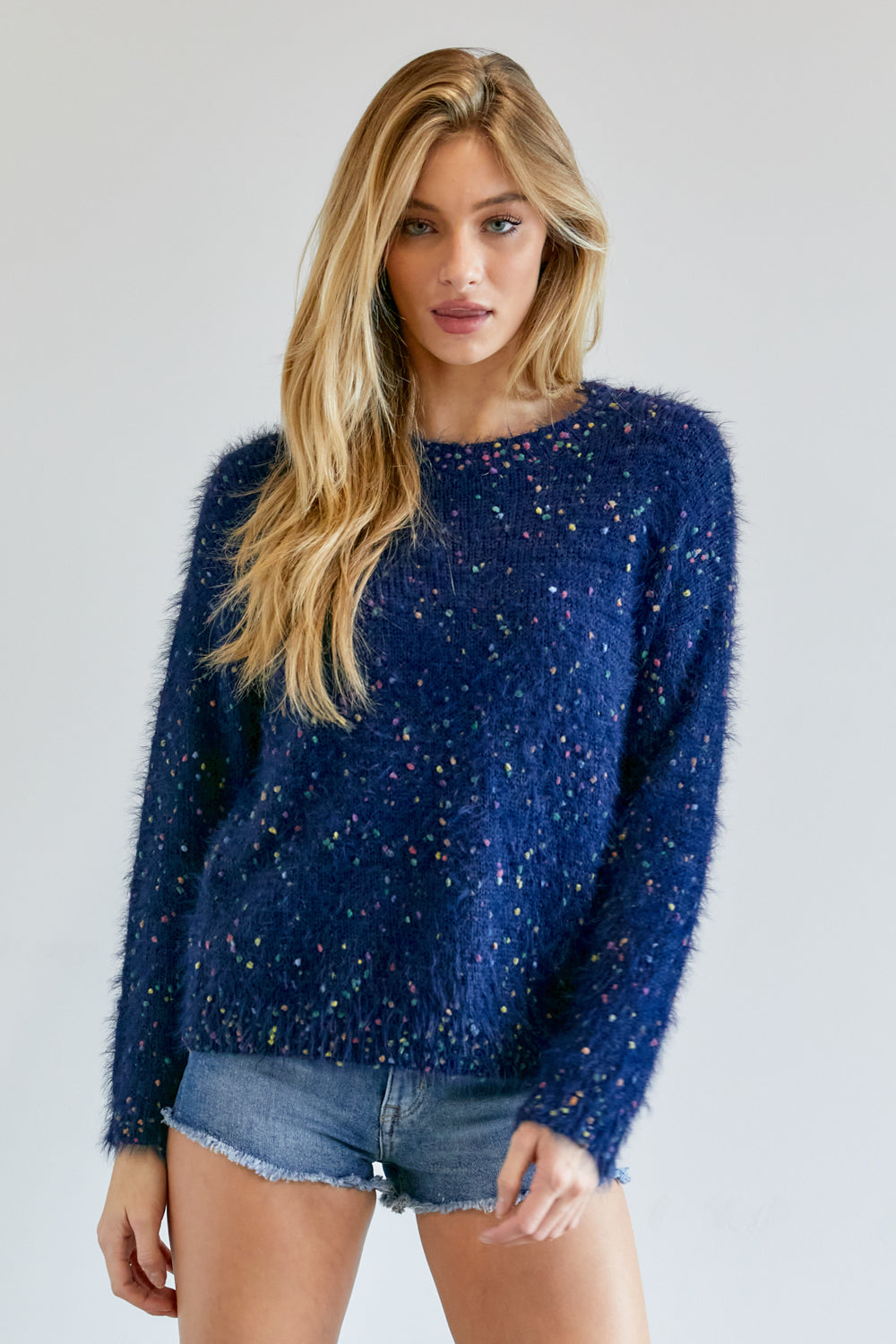 Cute Multi Color Polak Dot Sweater Look Up Deals