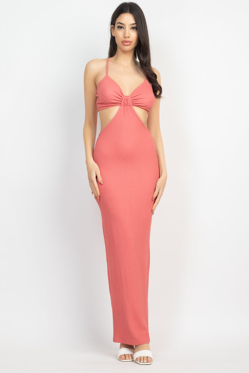 Cutout Back Slit V-neck Maxi Dress Look Up Deals