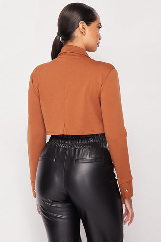 Deep-v Cropped Power Shoulder Blazer Bodysuit Look Up Deals