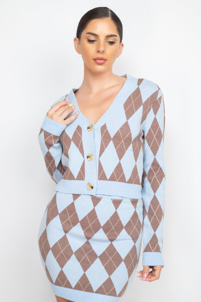 Diamond Button-front Cardigan Top Look Up Deals