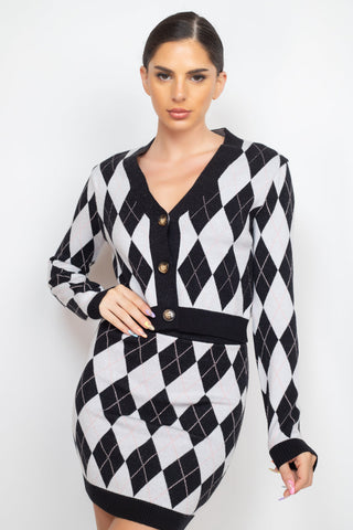 Diamond Button-front Cardigan Top Look Up Deals