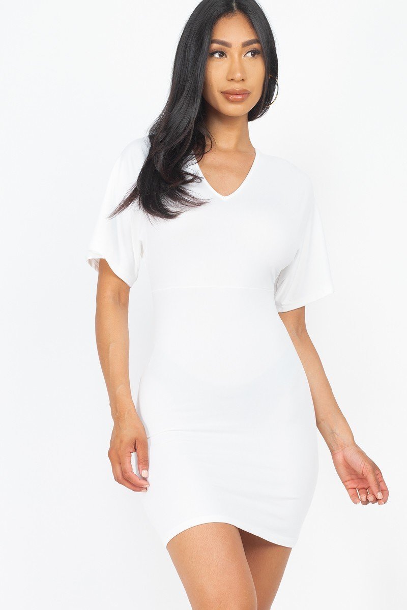 Dolman Sleeves Solid Mini Dress Look Up Deals