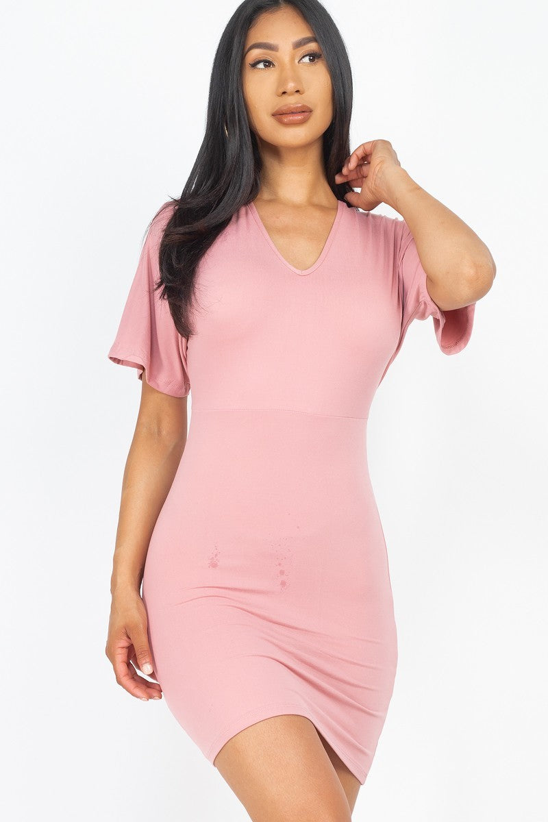 Dolman Sleeves Solid Mini Dress Look Up Deals