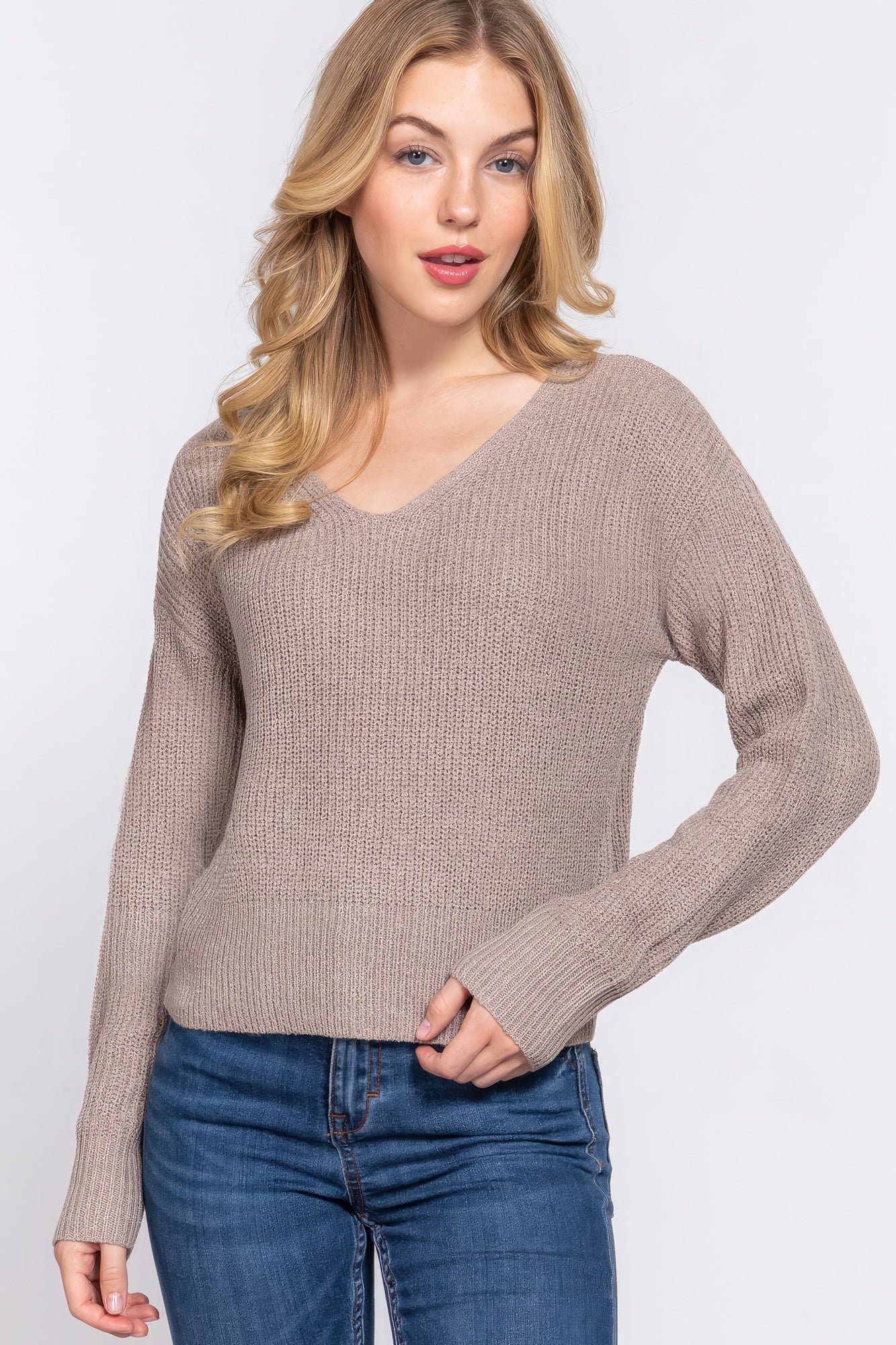 Dolman Slv Strappy Open Back Sweater Look Up Deals