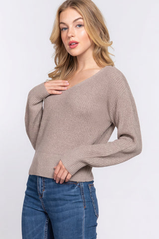 Dolman Slv Strappy Open Back Sweater Look Up Deals