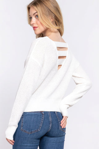 Dolman Slv Strappy Open Back Sweater Look Up Deals