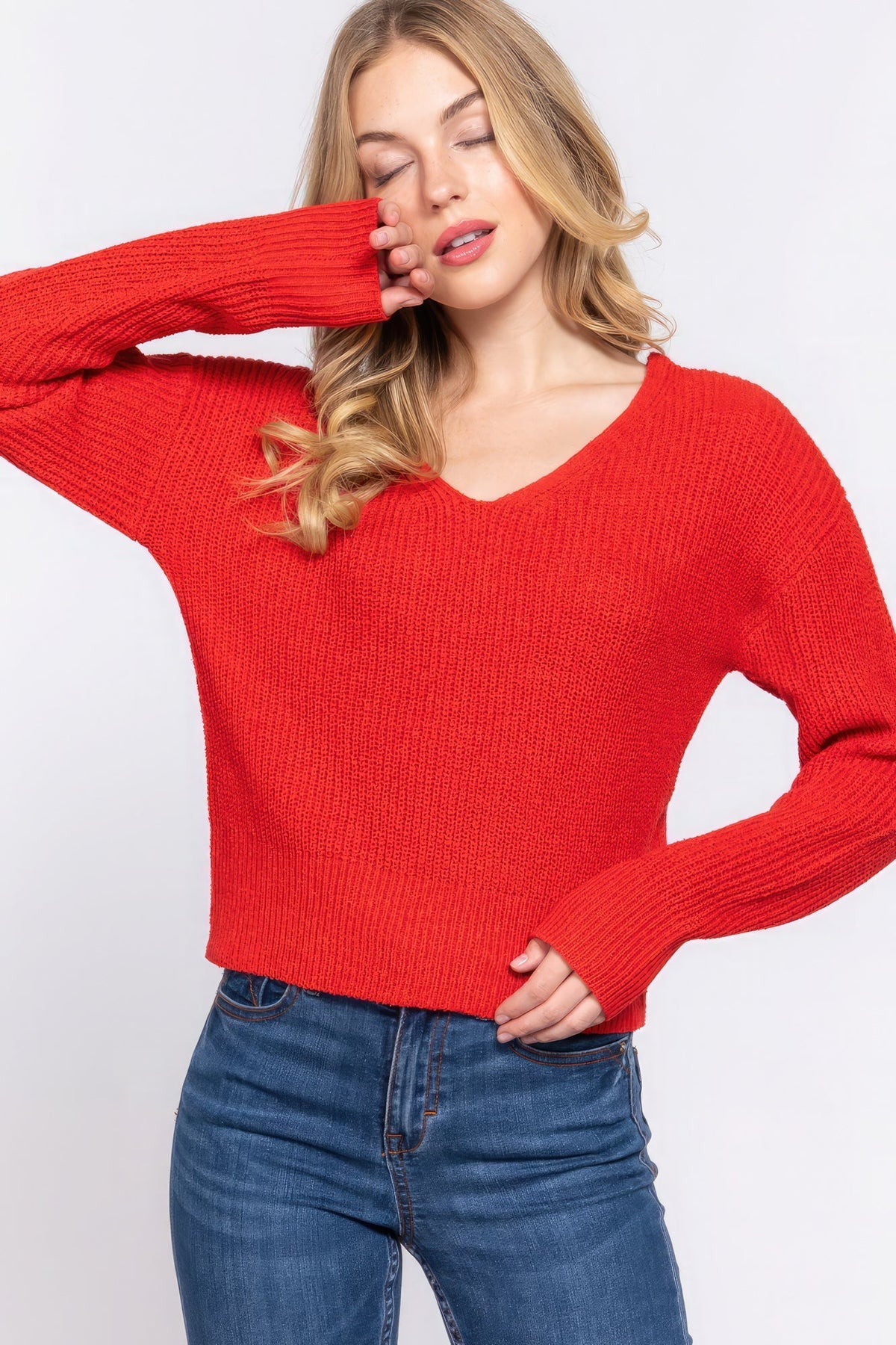 Dolman Slv Strappy Open Back Sweater Look Up Deals