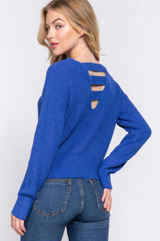 Dolman Slv Strappy Open Back Sweater Look Up Deals