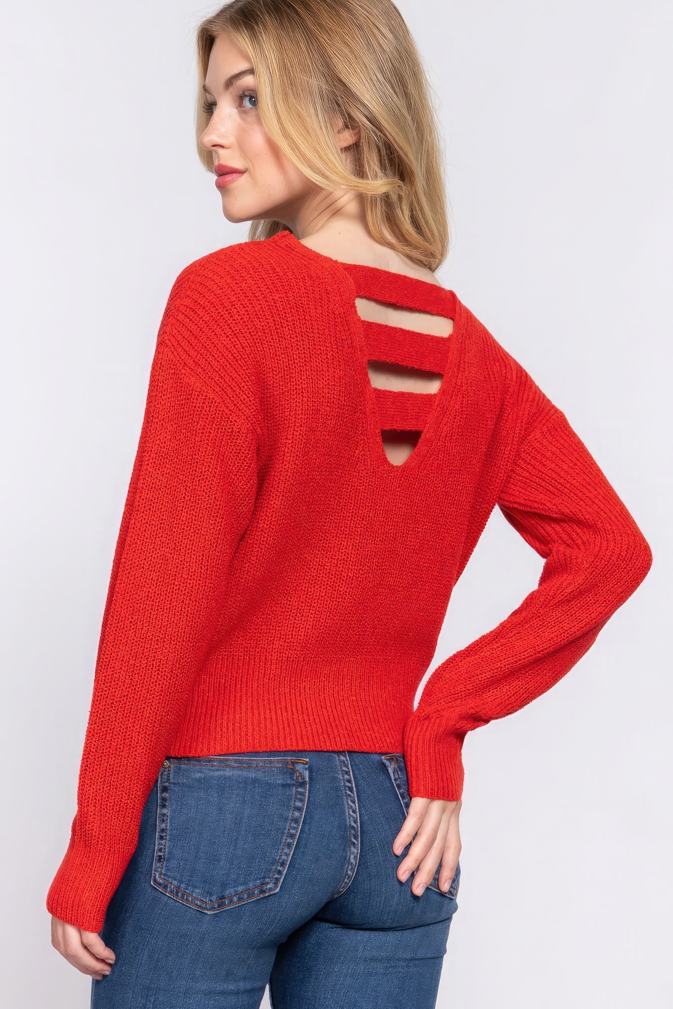 Dolman Slv Strappy Open Back Sweater Look Up Deals