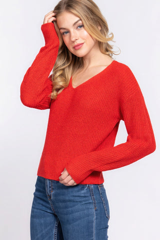 Dolman Slv Strappy Open Back Sweater Look Up Deals