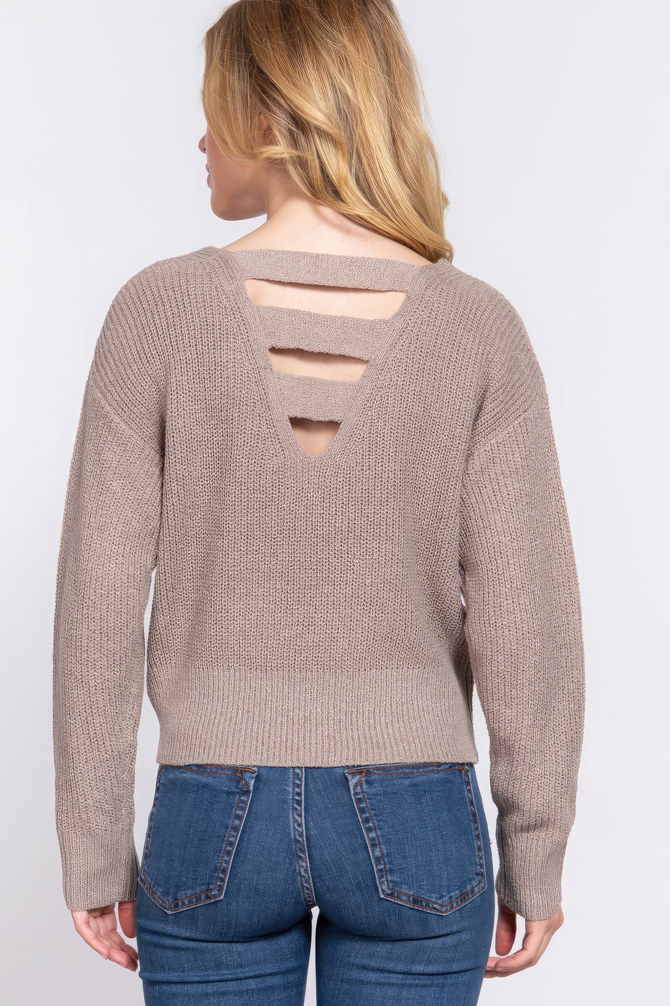 Dolman Slv Strappy Open Back Sweater Look Up Deals