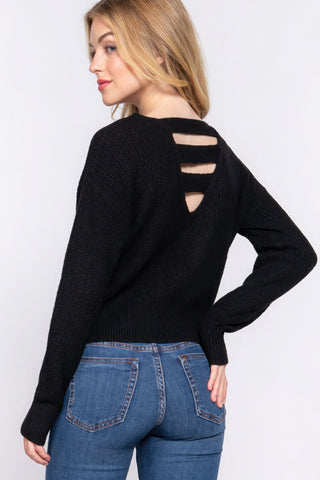 Dolman Slv Strappy Open Back Sweater Look Up Deals