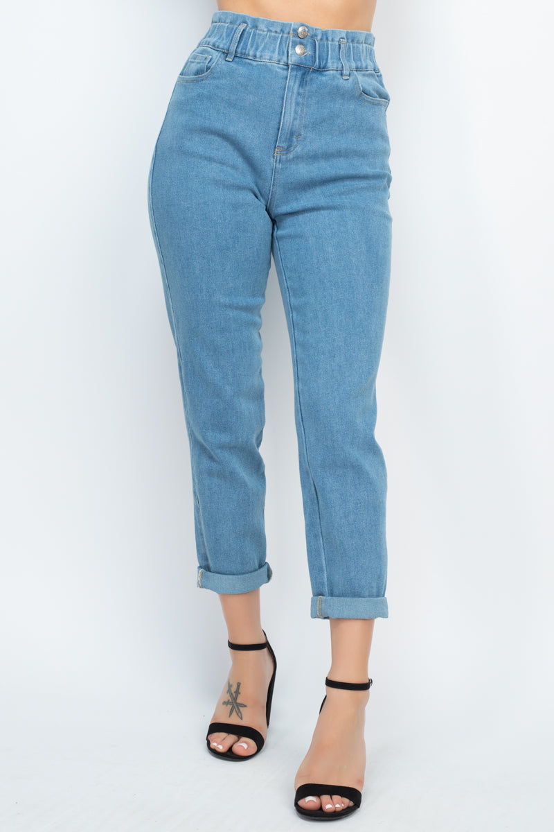 Double Button High-waisted Jeans Look Up Deals