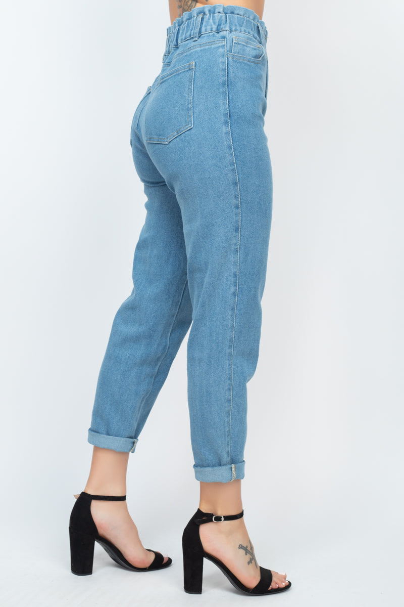 Double Button High-waisted Jeans Look Up Deals