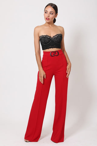 Double Reverse G Buckle Detail Pants Look Up Deals