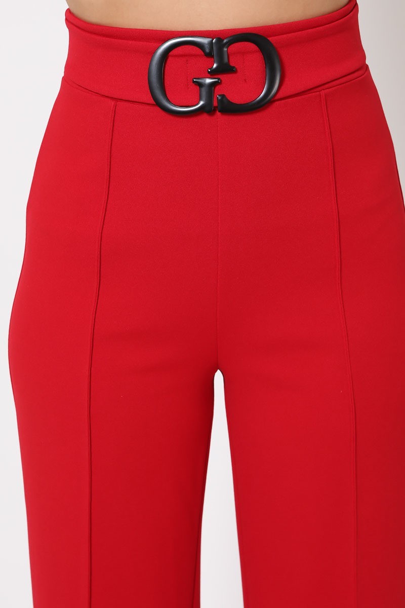 Double Reverse G Buckle Detail Pants Look Up Deals