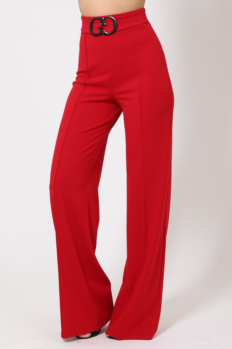 Double Reverse G Buckle Detail Pants Look Up Deals