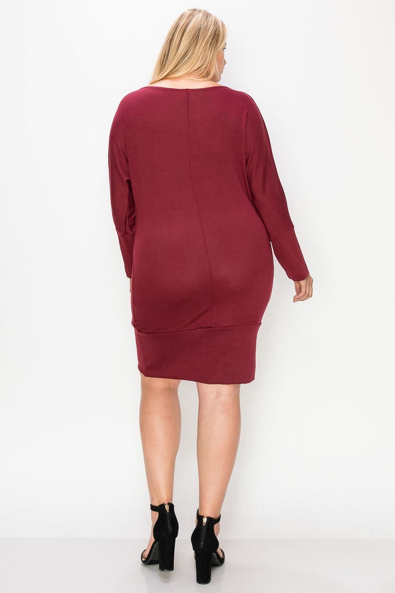 Draped Neck Long Sleeve Dress Look Up Deals