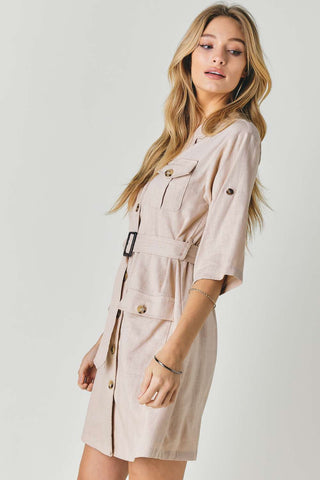 Drop Shoulder With Saist Tie Belted Dress Look Up Deals