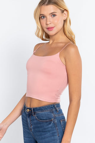 Elastic Strap Two Ply Dty Brushed Knit Cami Top Look Up Deals