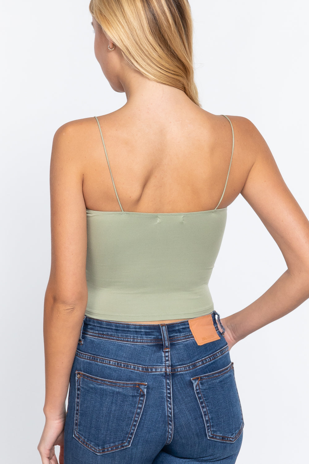 Elastic Strap Two Ply Dty Brushed Knit Cami Top Look Up Deals