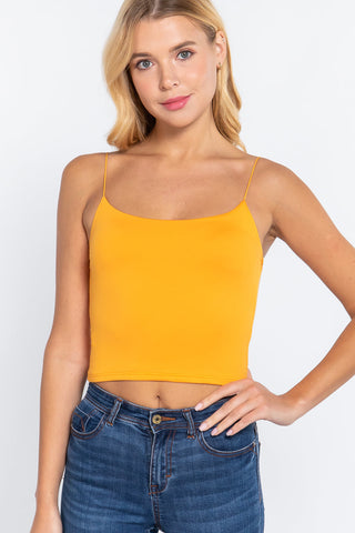 Elastic Strap Two Ply Dty Brushed Knit Cami Top Look Up Deals