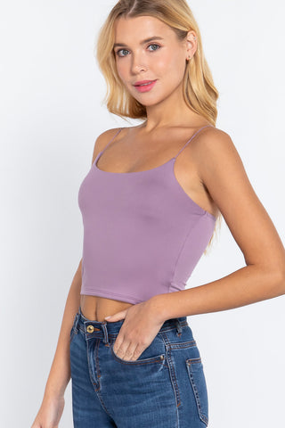 Elastic Strap Two Ply Dty Brushed Knit Cami Top Look Up Deals