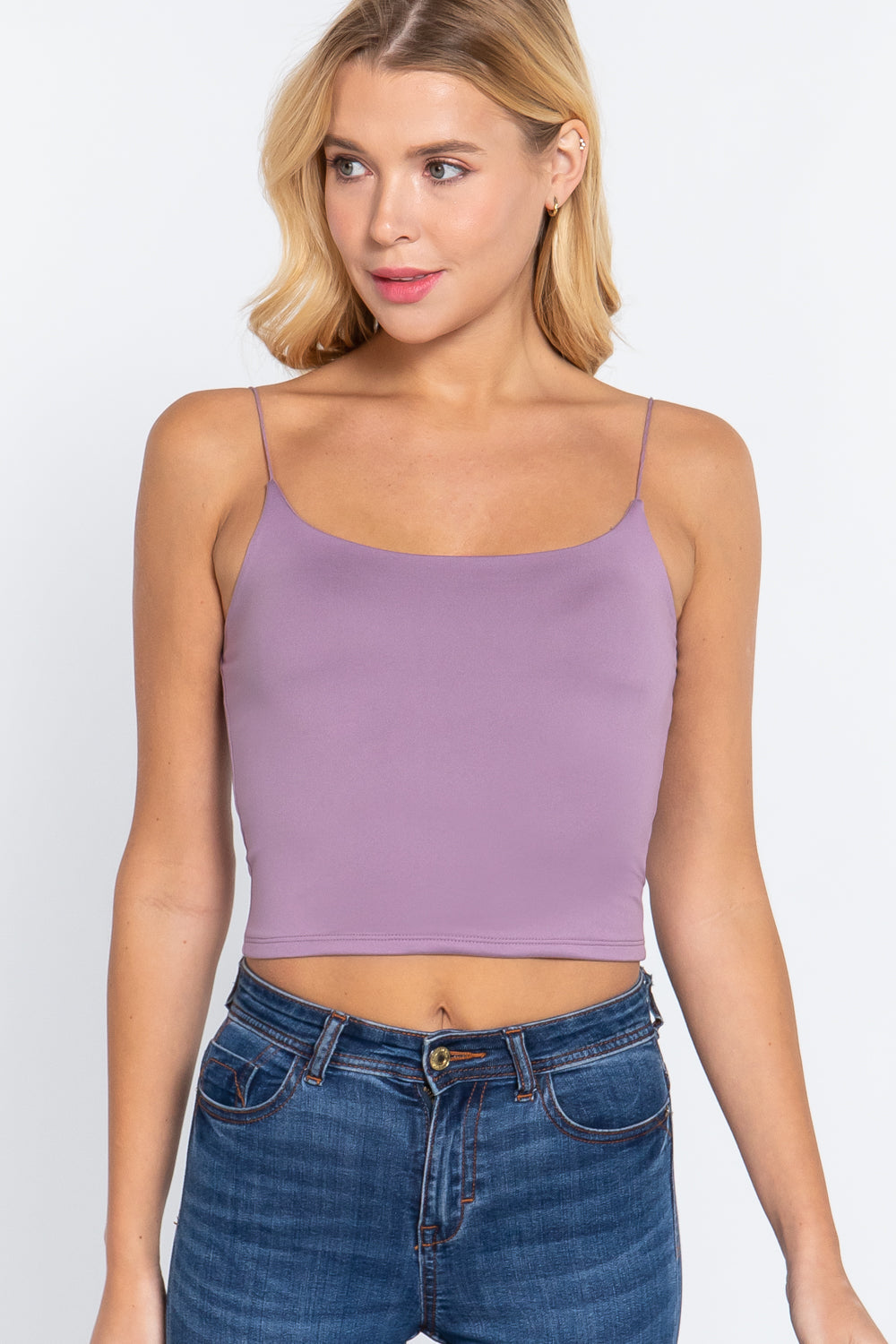 Elastic Strap Two Ply Dty Brushed Knit Cami Top Look Up Deals