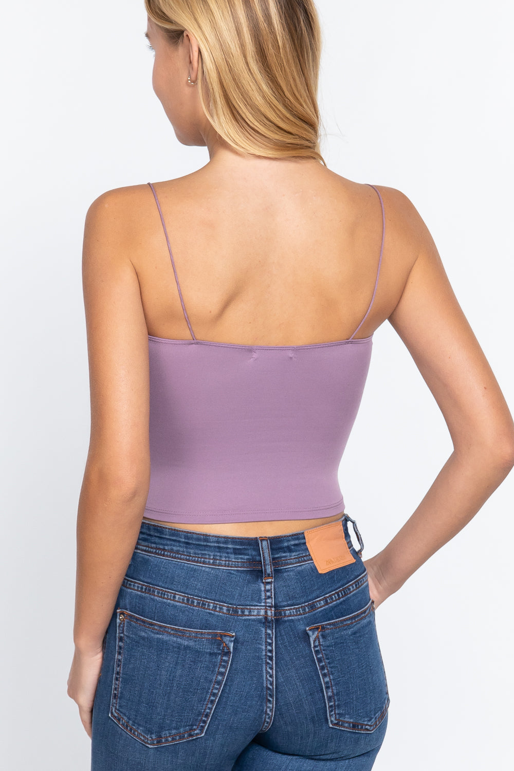 Elastic Strap Two Ply Dty Brushed Knit Cami Top Look Up Deals