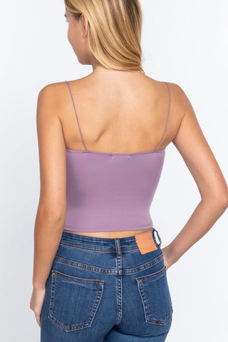 Elastic Strap Two Ply Dty Brushed Knit Cami Top Look Up Deals