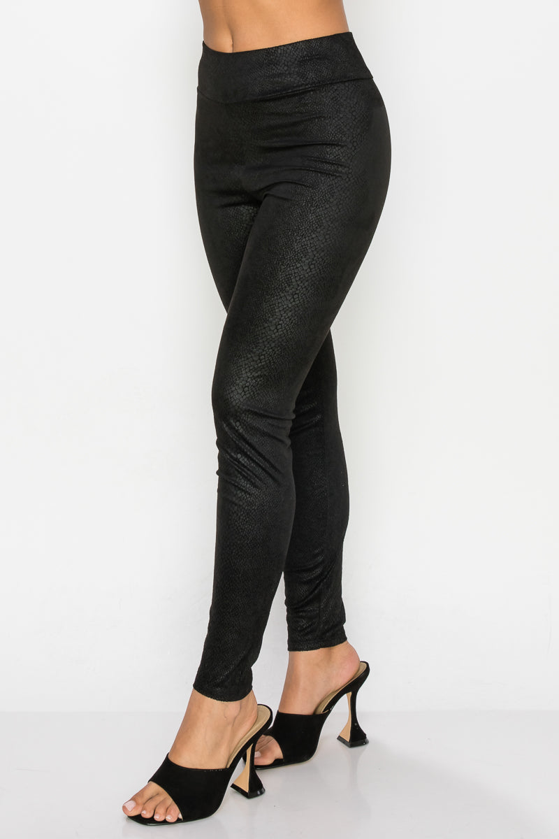 Embossed Snake Print Top And Leggings Set Look Up Deals