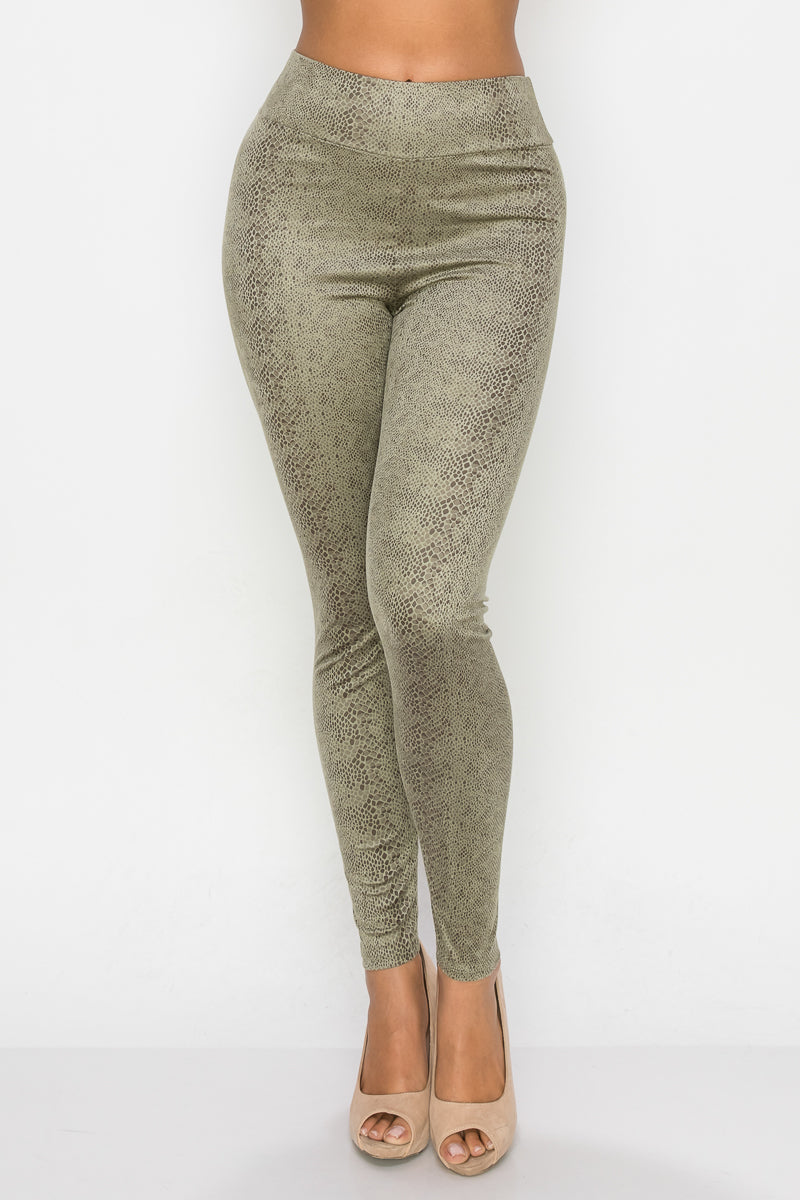 Embossed Snake Print Top And Leggings Set Look Up Deals