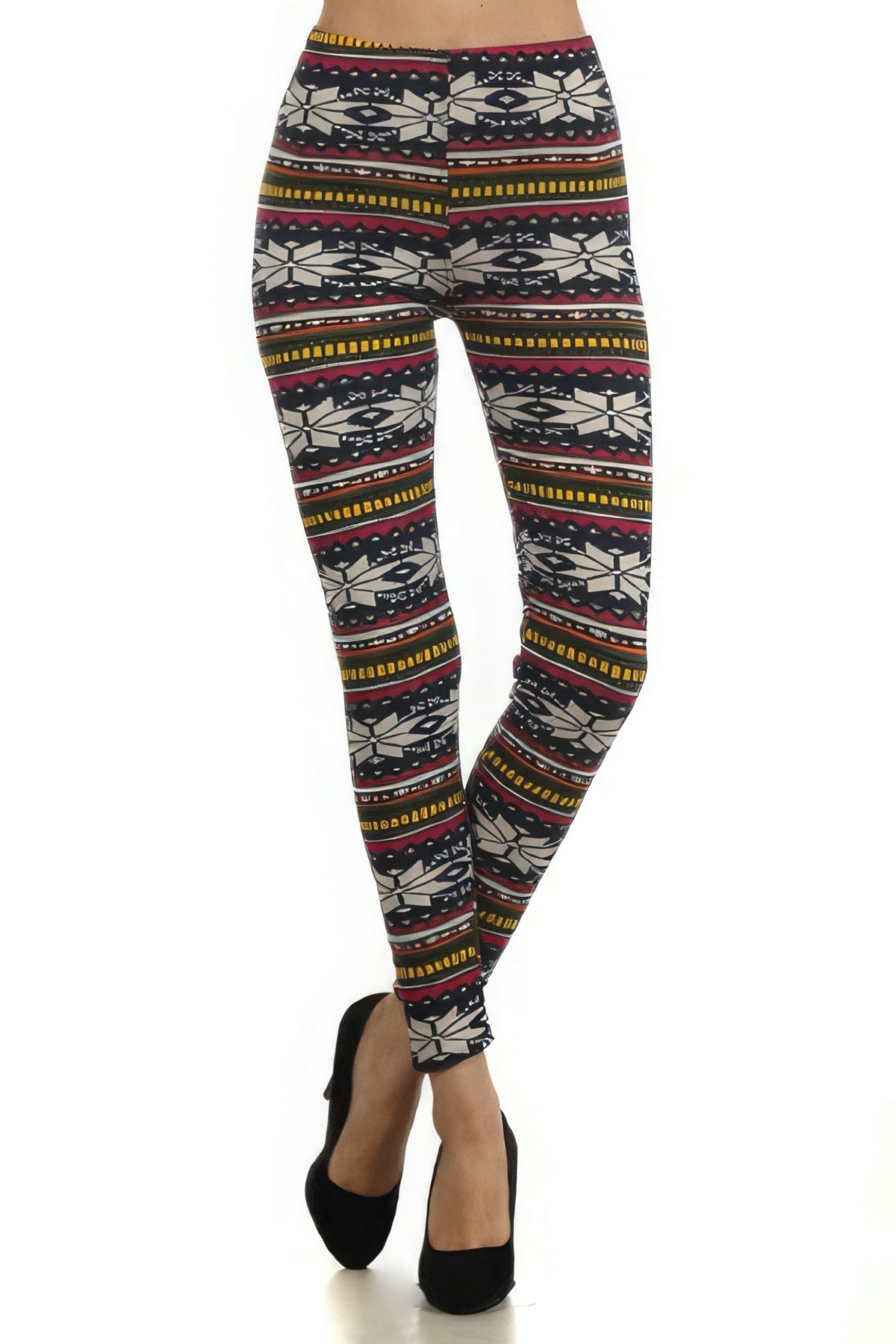 Fair Isle Printed, High Waist Knit Leggings Look Up Deals