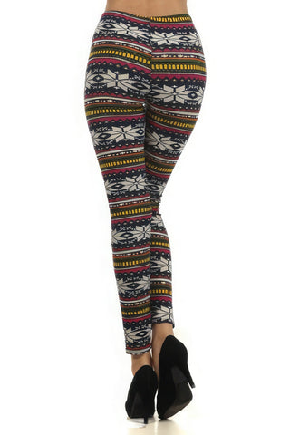 Fair Isle Printed, High Waist Knit Leggings Look Up Deals