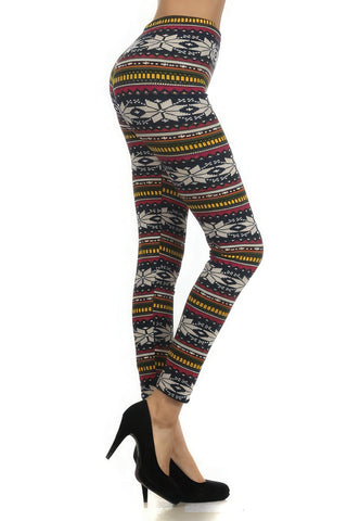 Fair Isle Printed, High Waist Knit Leggings Look Up Deals