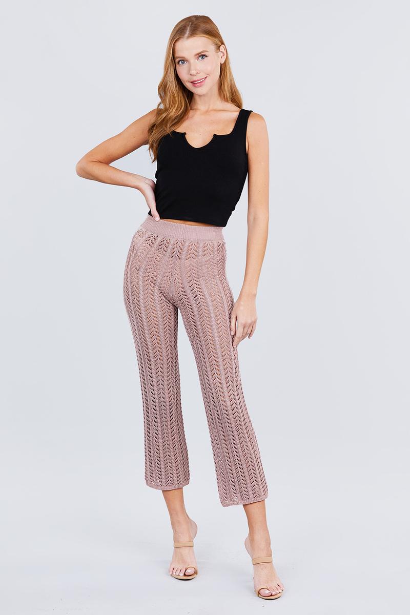 Flare Long Fishnet Sweater Pants Look Up Deals