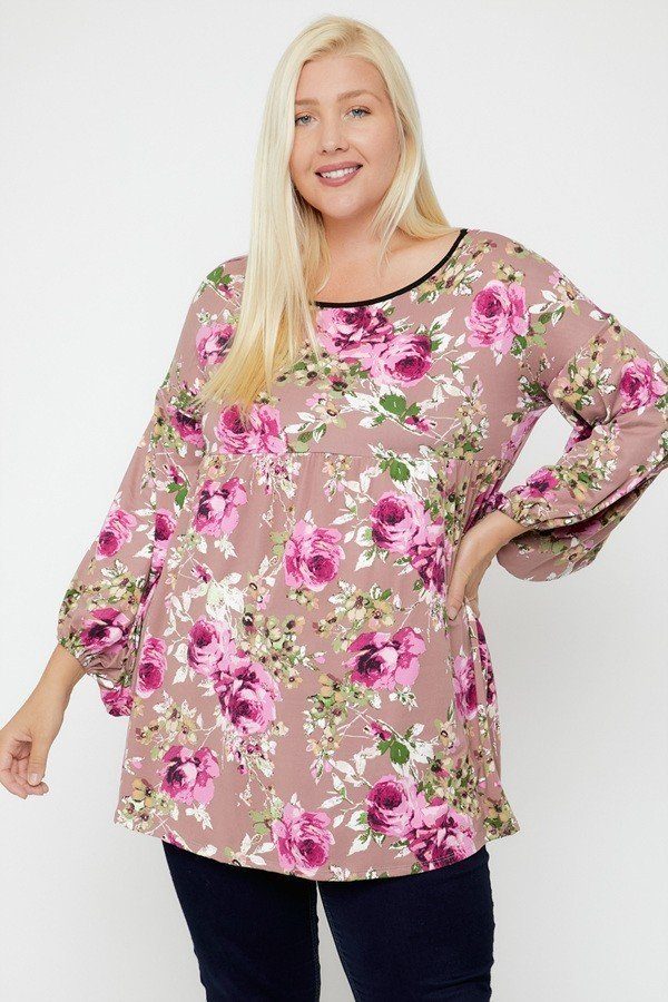 Floral, Bubble Sleeve Tunic Look Up Deals