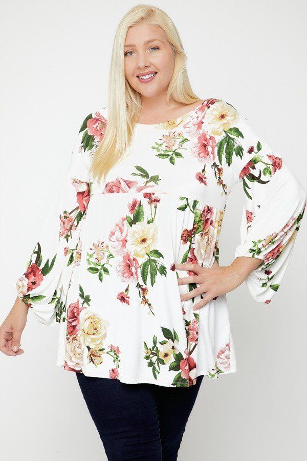 Floral, Bubble Sleeve Tunic Look Up Deals