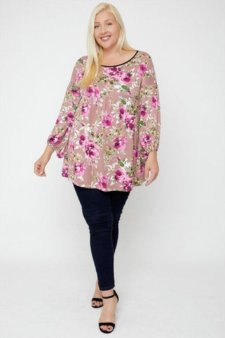 Floral, Bubble Sleeve Tunic Look Up Deals