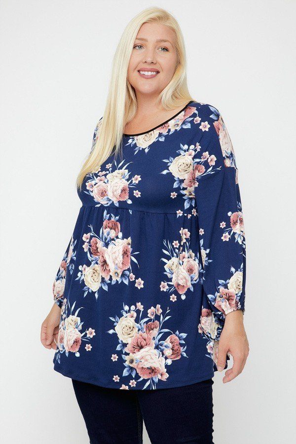 Floral, Bubble Sleeve Tunic Look Up Deals