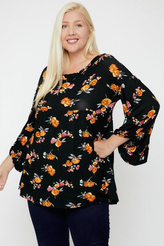 Floral, Bubble Sleeve Tunic Look Up Deals