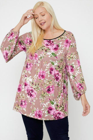 Floral, Bubble Sleeve Tunic Look Up Deals