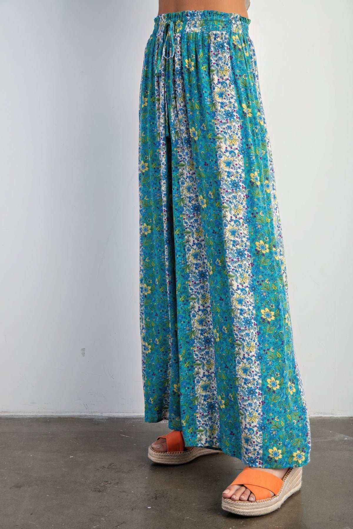 Floral Print Gauze Palazzo Pants Look Up Deals