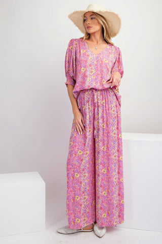 Floral Print Gauze Palazzo Pants Look Up Deals